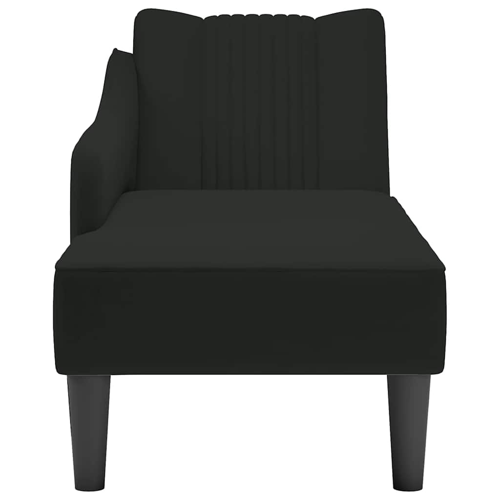 Fauteuil long avec accoudoir droit noir velours - XIOS