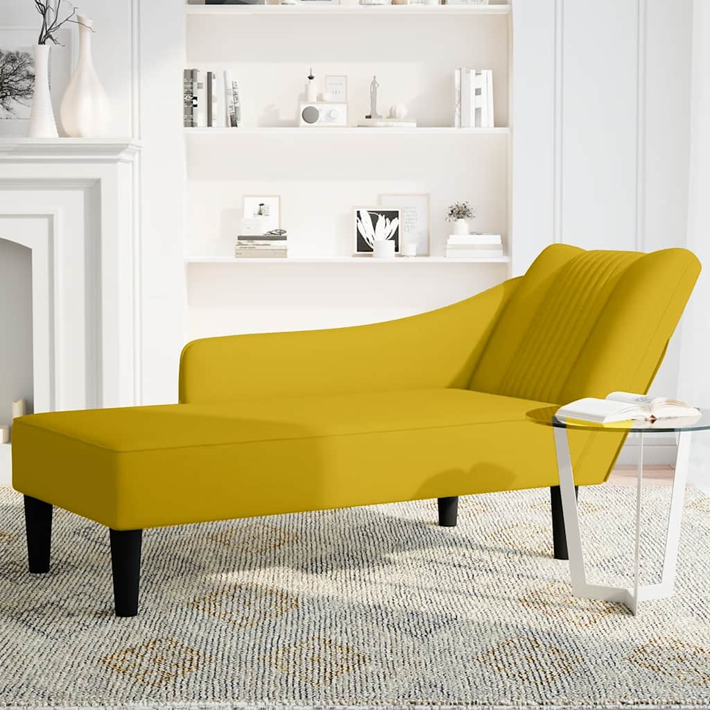 Fauteuil long avec accoudoir droit jaune velours - XIOS