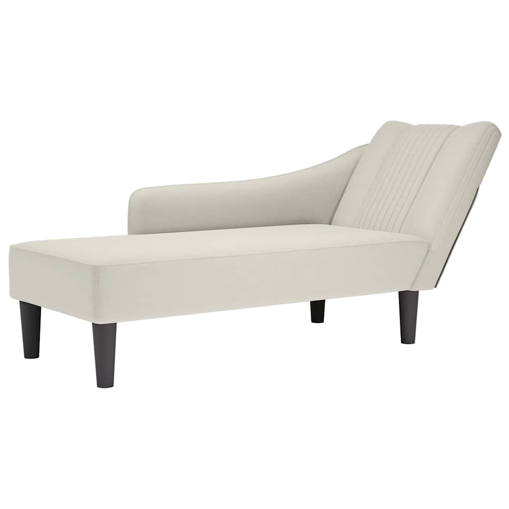 Fauteuil long avec accoudoir droit crème velours - XIOS