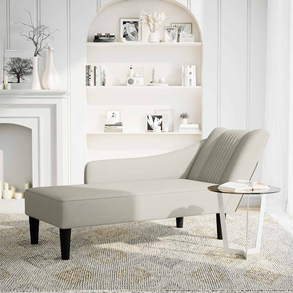 Fauteuil long avec accoudoir droit crème velours - XIOS