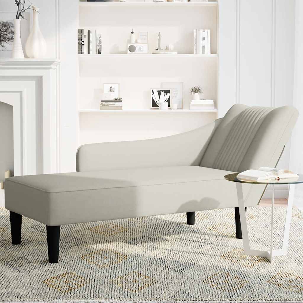Fauteuil long avec accoudoir droit crème velours - XIOS