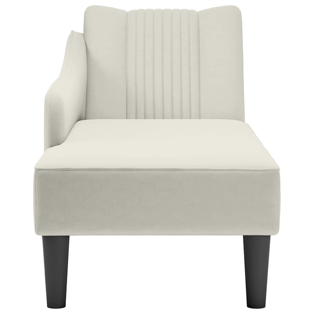 Fauteuil long avec accoudoir droit crème velours - XIOS