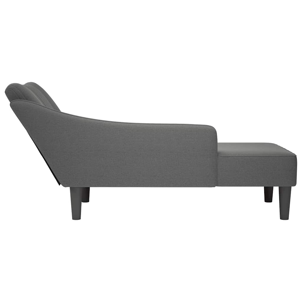 Fauteuil long avec accoudoir droit gris foncé tissu - XIOS