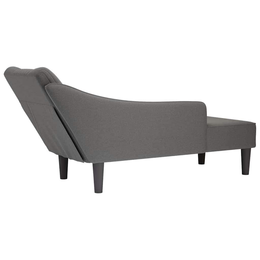 Fauteuil long avec accoudoir droit gris foncé tissu - XIOS