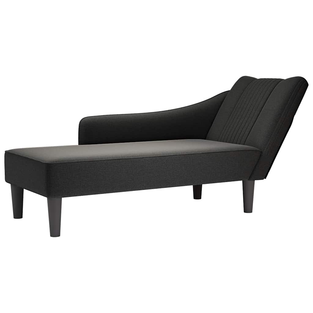 Fauteuil long avec accoudoir droit noir tissu - XIOS
