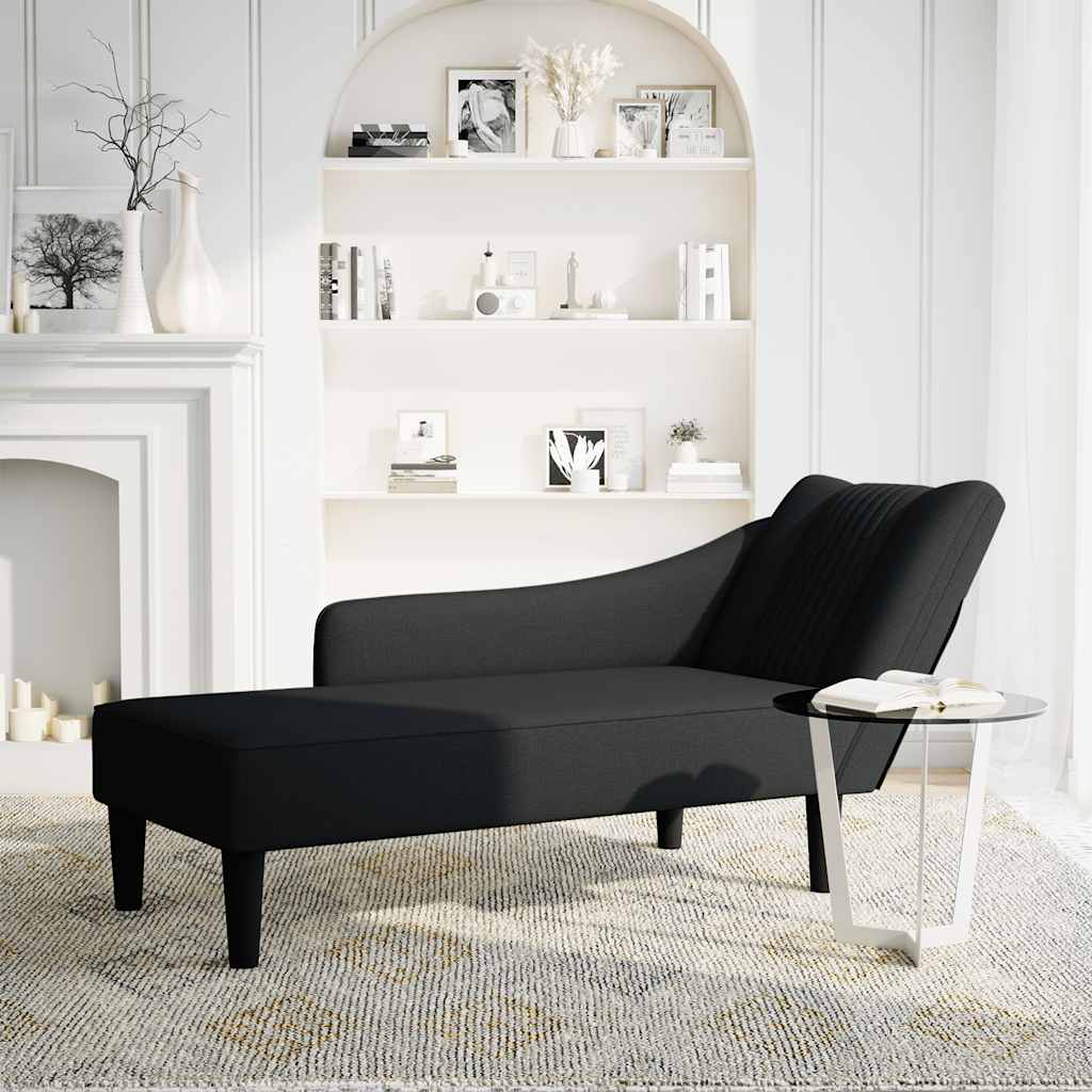Fauteuil long avec accoudoir droit noir tissu - XIOS