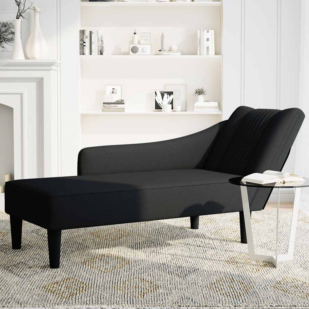 Fauteuil long avec accoudoir droit noir tissu - XIOS