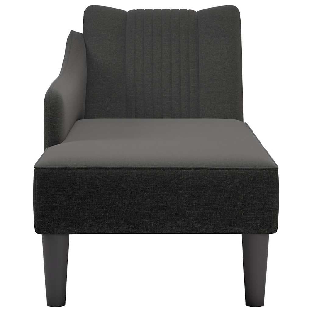 Fauteuil long avec accoudoir droit noir tissu - XIOS