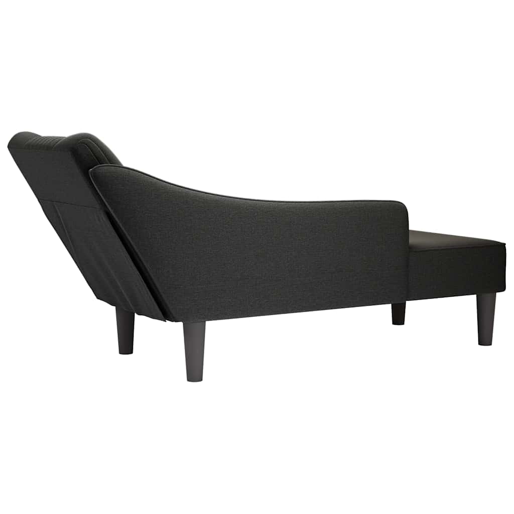Fauteuil long avec accoudoir droit noir tissu - XIOS