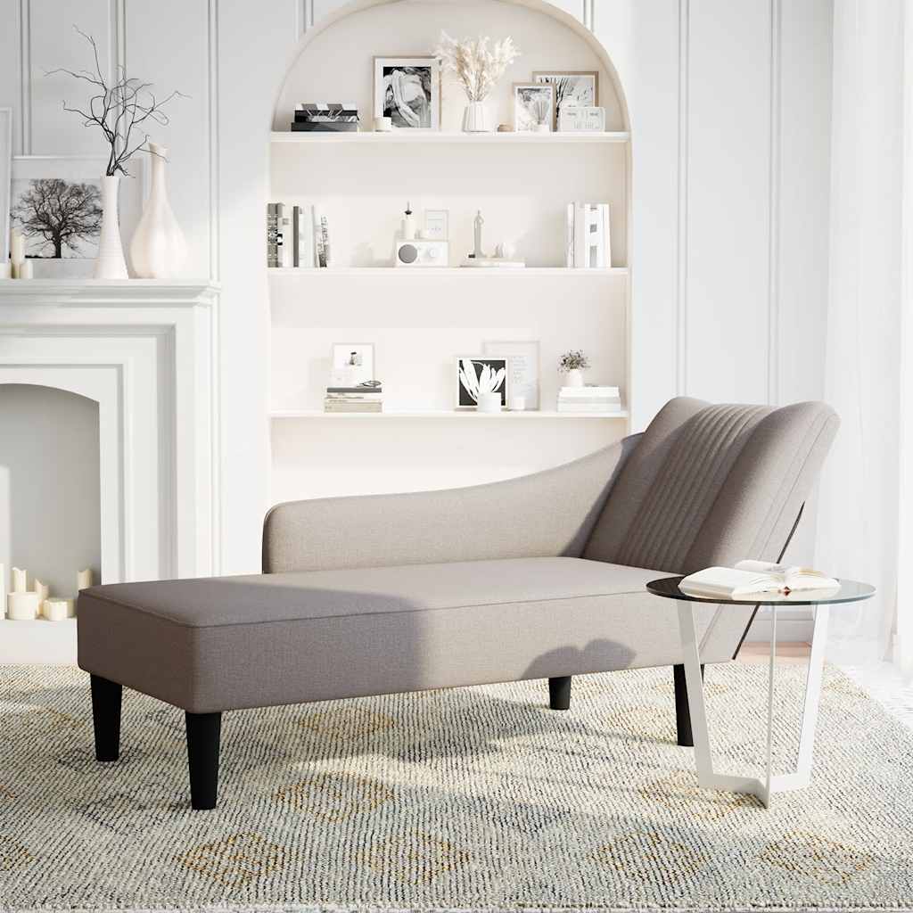 Fauteuil long avec accoudoir droit taupe tissu - XIOS
