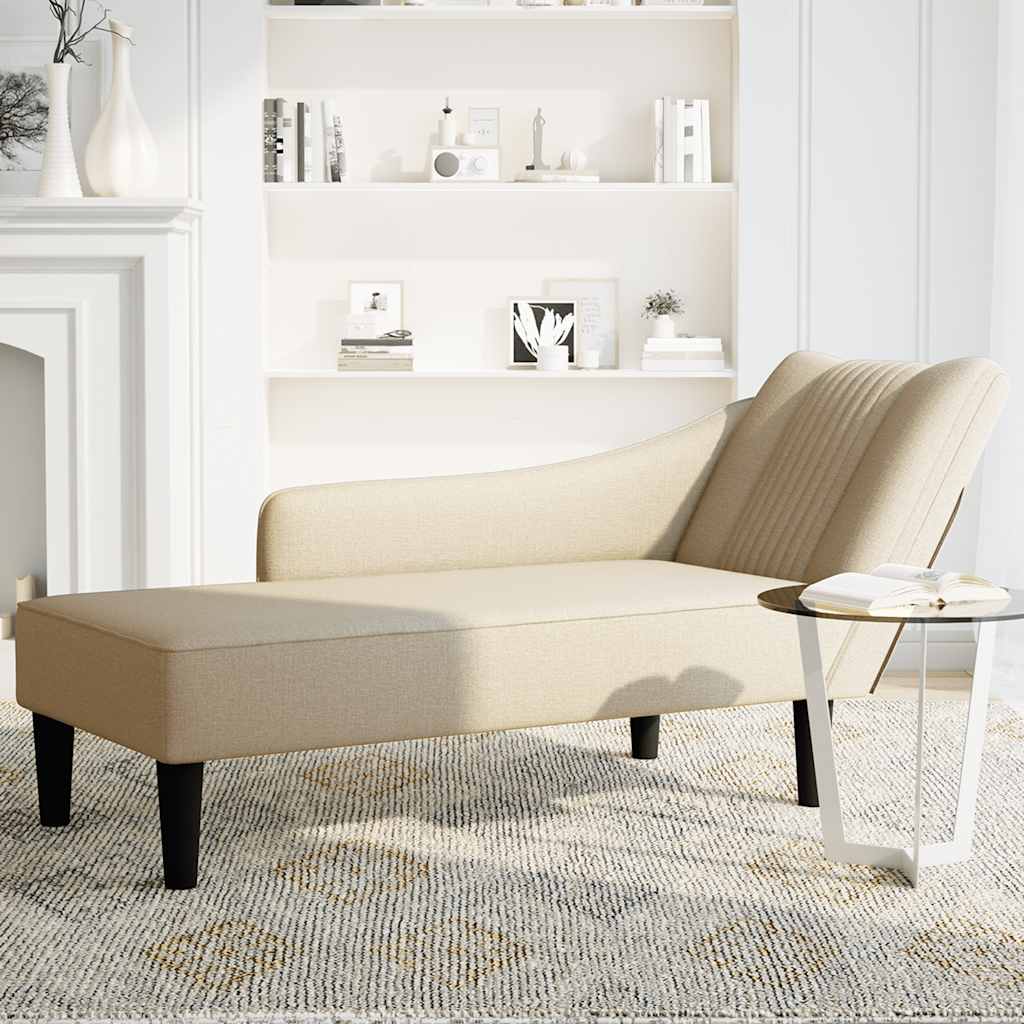 Fauteuil long avec accoudoir droit crème tissu - XIOS