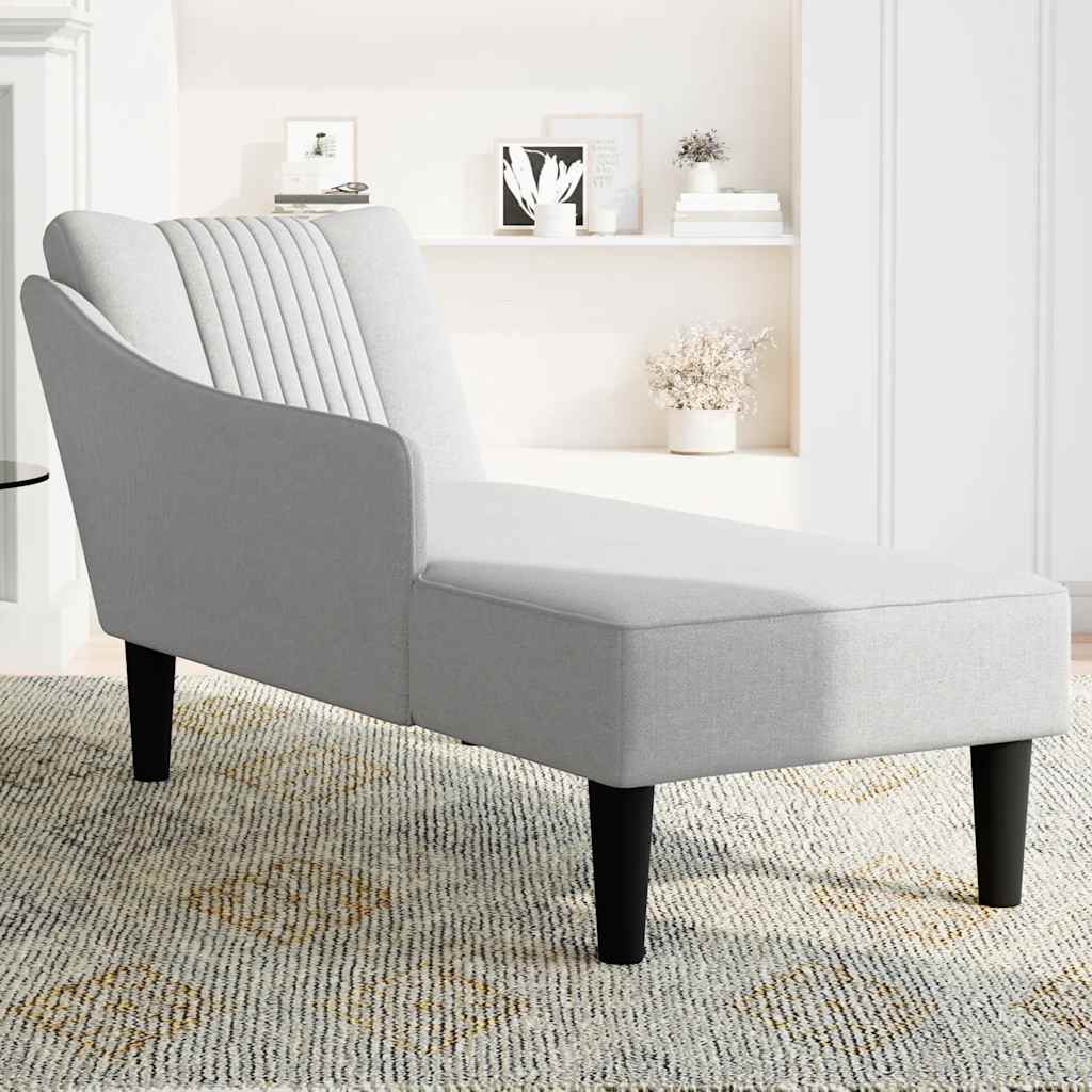 Fauteuil long avec accoudoir droit gris nuage tissu - XIOS