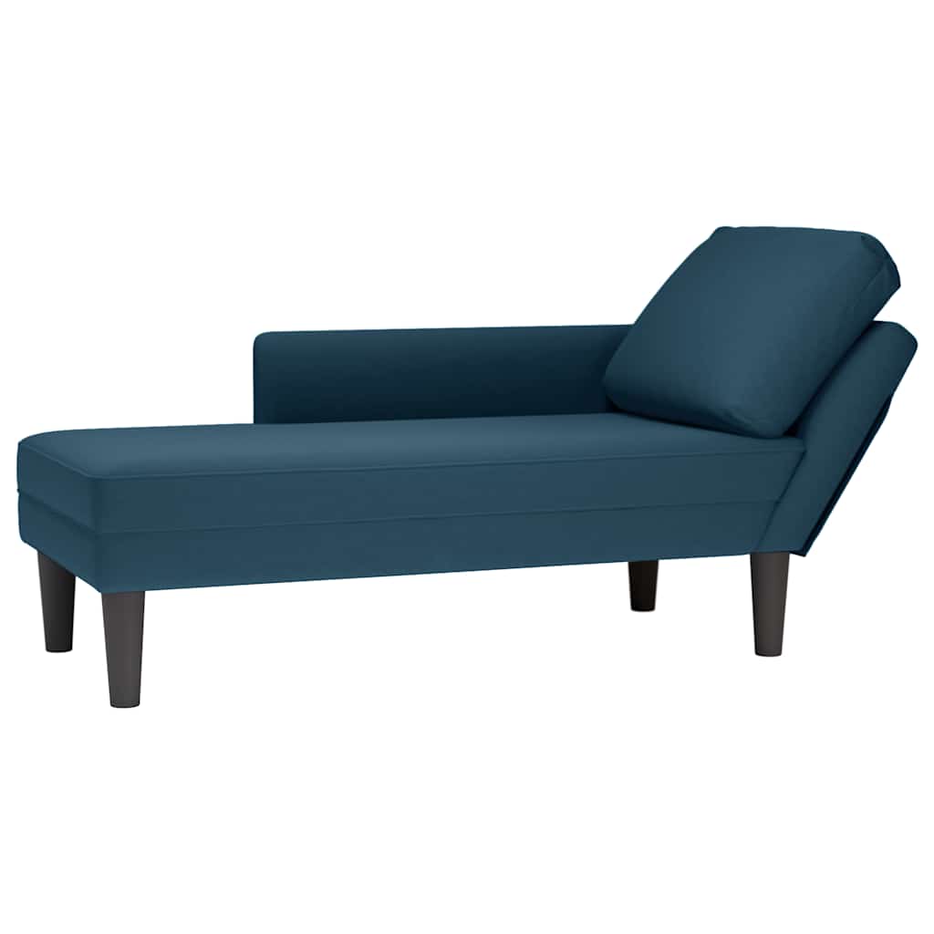 Fauteuil long avec coussin et accoudoir droit bleu velours - XIOS