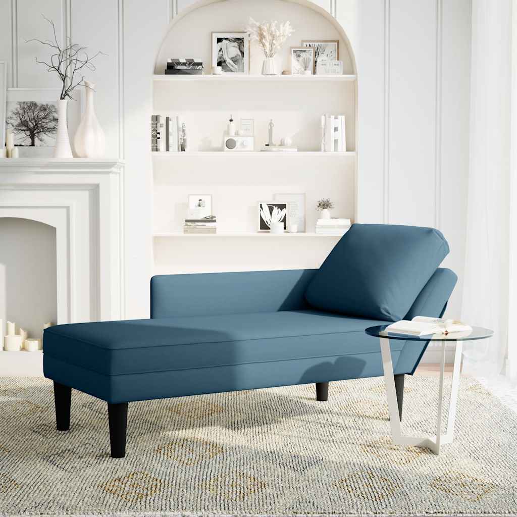 Fauteuil long avec coussin et accoudoir droit bleu velours - XIOS