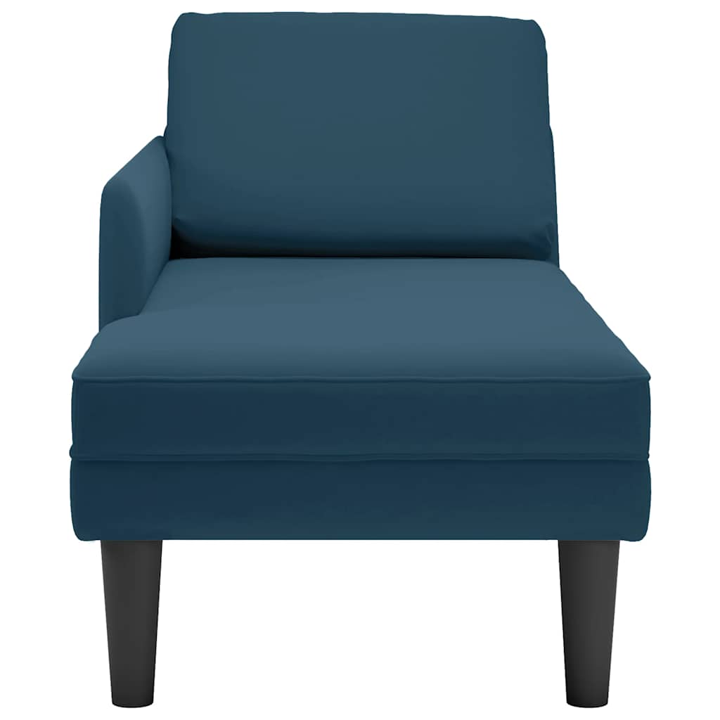 Fauteuil long avec coussin et accoudoir droit bleu velours - XIOS