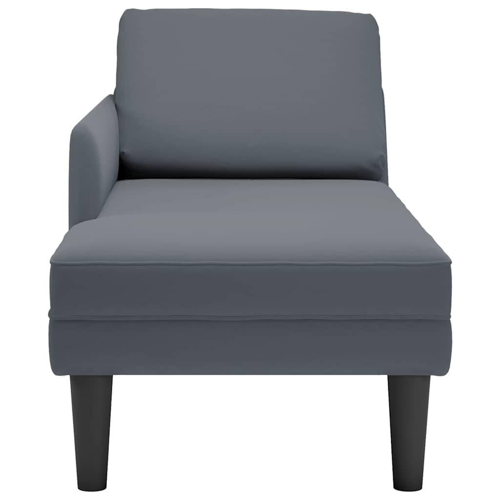 Fauteuil long et coussin et accoudoir droit gris foncé velours - XIOS
