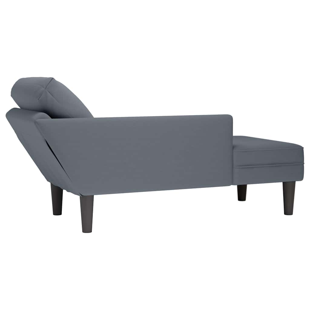 Fauteuil long et coussin et accoudoir droit gris foncé velours - XIOS
