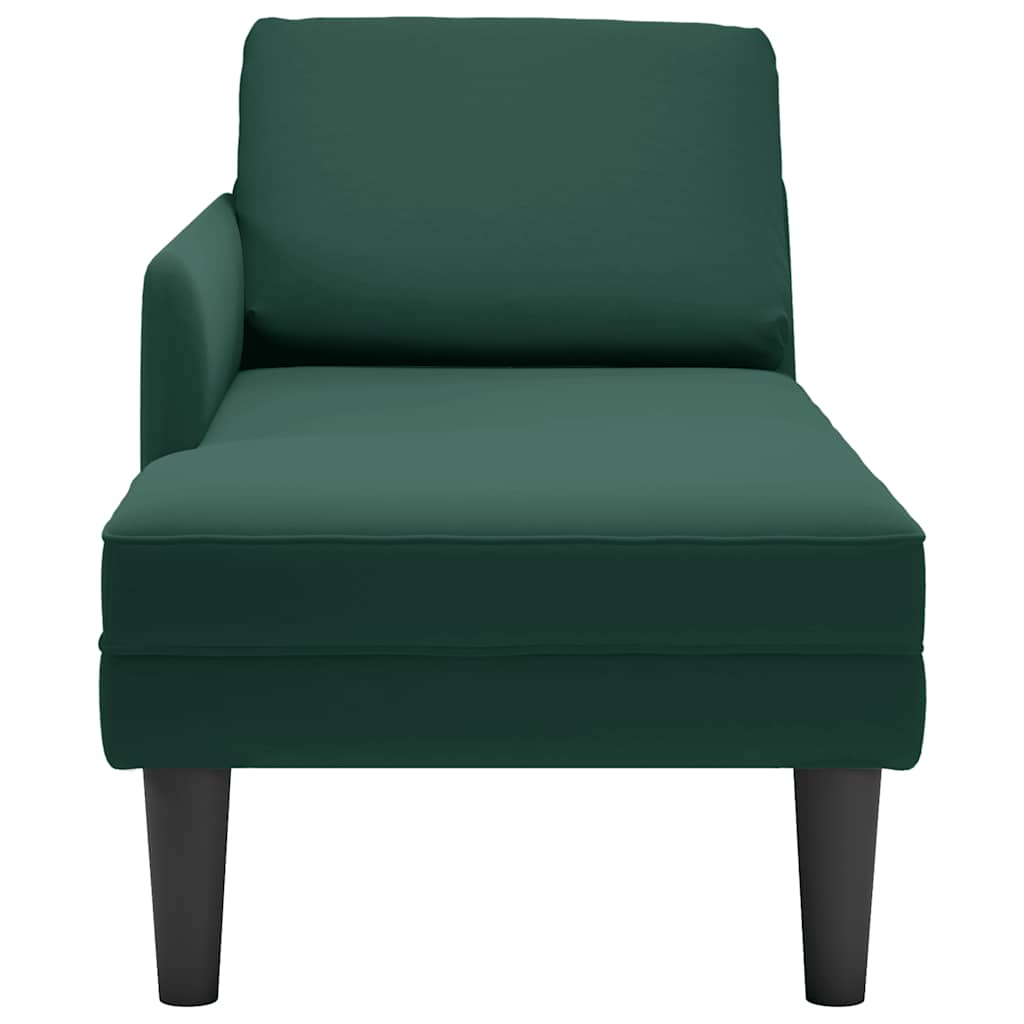 Fauteuil long et coussin et accoudoir droit vert foncé velours - XIOS