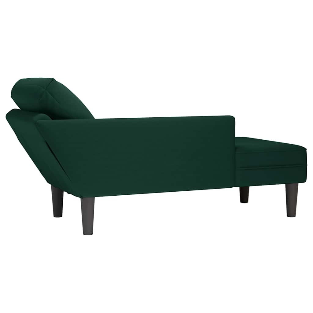 Fauteuil long et coussin et accoudoir droit vert foncé velours - XIOS