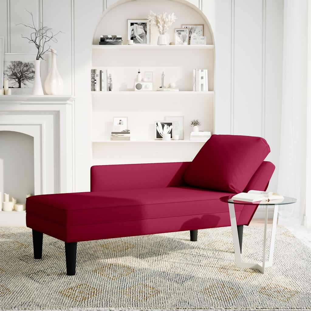 Fauteuil long avec coussin et accoudoir droit rouge bordeaux - XIOS