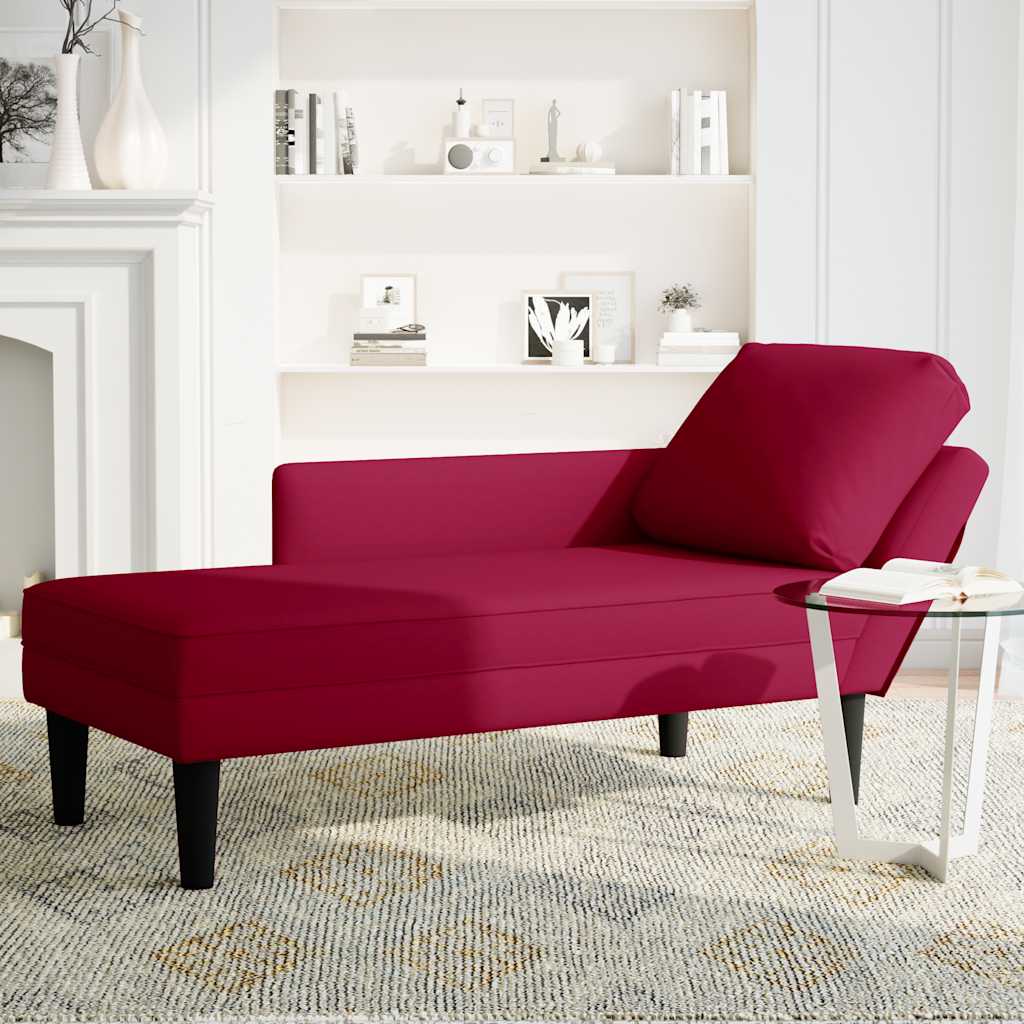 Fauteuil long avec coussin et accoudoir droit rouge bordeaux - XIOS