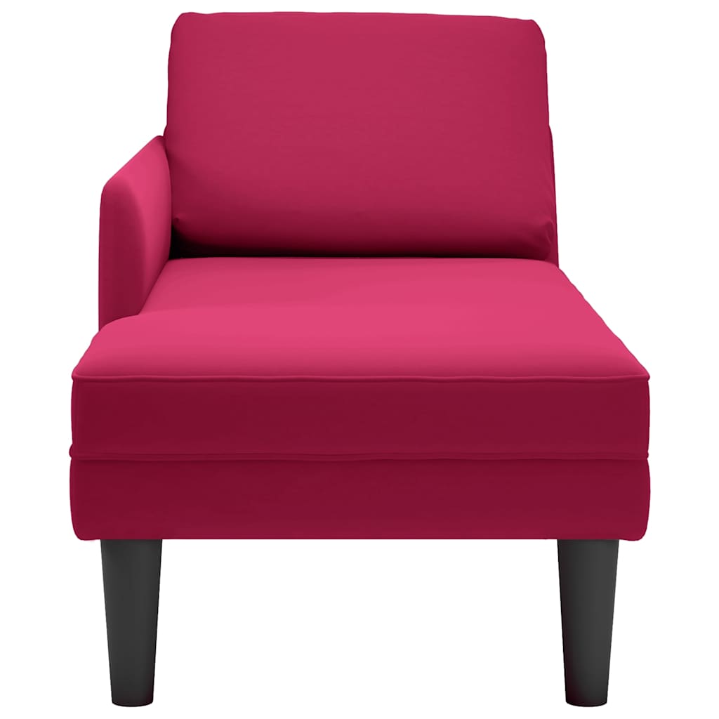 Fauteuil long avec coussin et accoudoir droit rouge bordeaux - XIOS