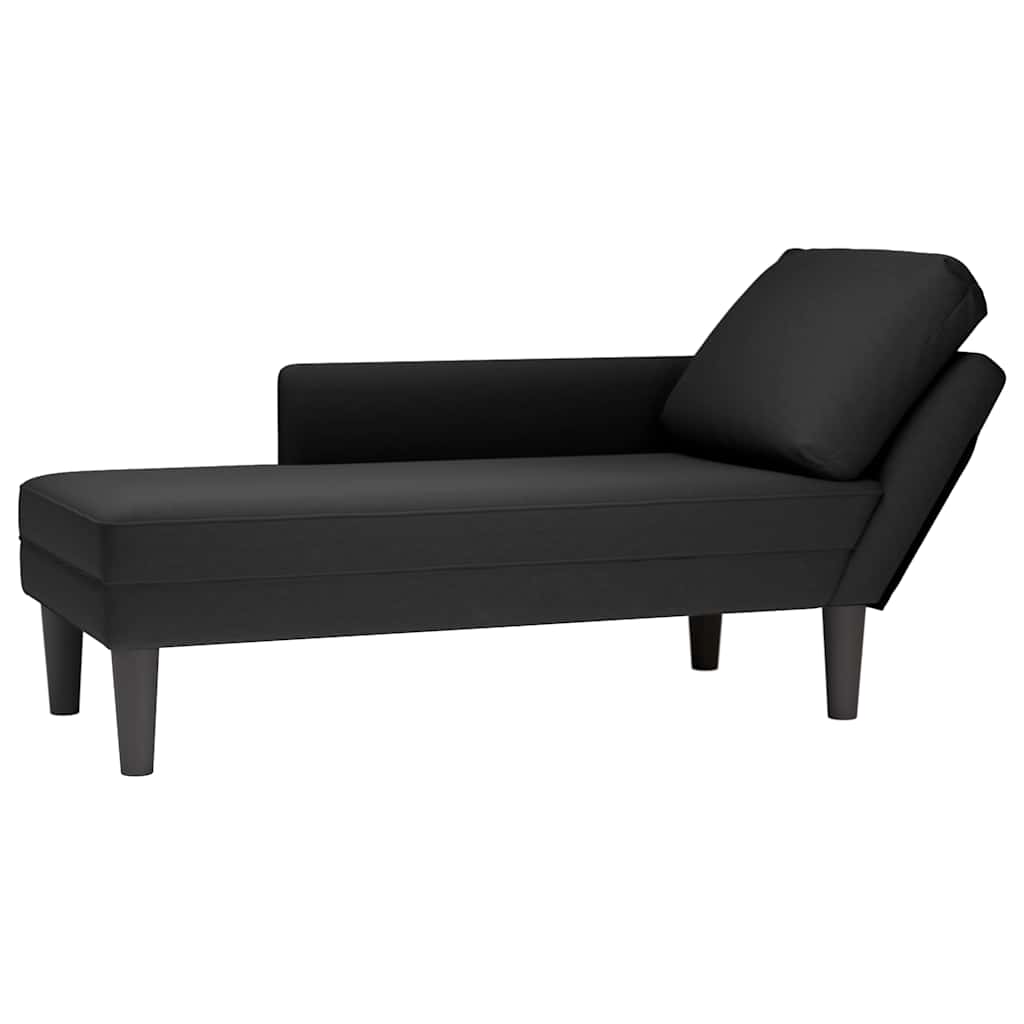 Fauteuil long avec coussin et accoudoir droit noir velours - XIOS