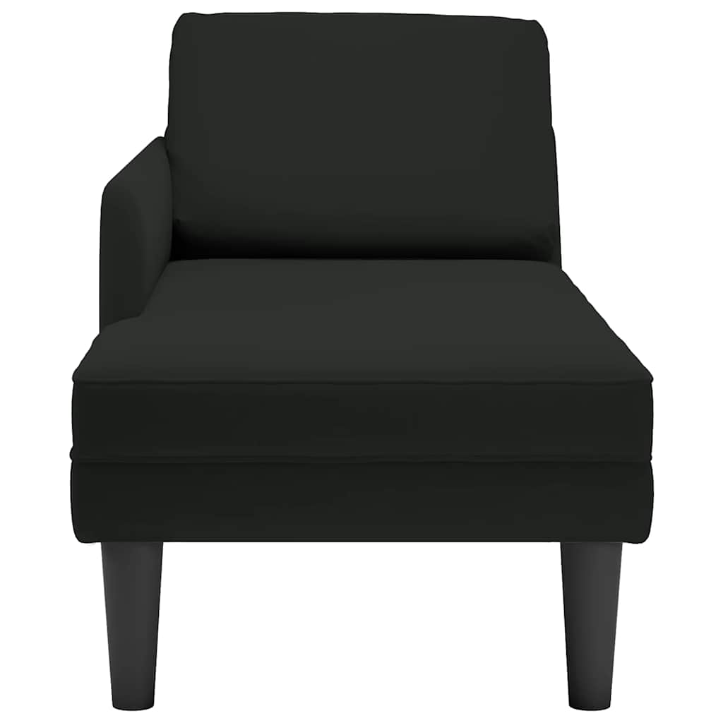 Fauteuil long avec coussin et accoudoir droit noir velours - XIOS