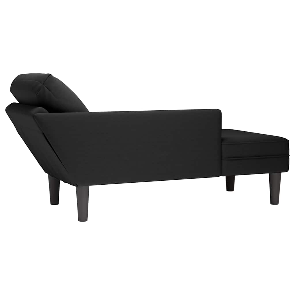 Fauteuil long avec coussin et accoudoir droit noir velours - XIOS