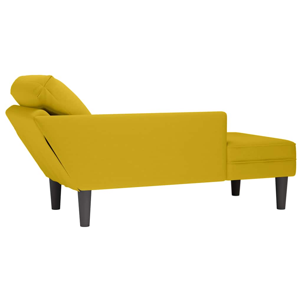 Fauteuil long avec coussin et accoudoir droit jaune velours - XIOS