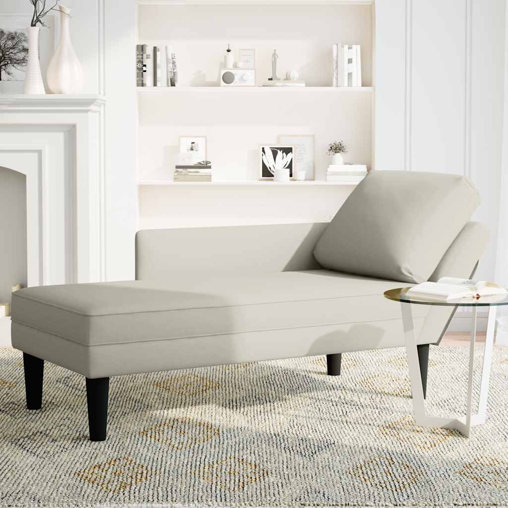 Fauteuil long avec coussin et accoudoir droit crème velours - XIOS