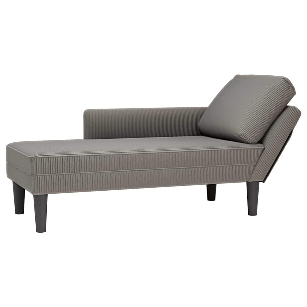 Chaise longue avec coussin gris clair tissu en velours côtelé - XIOS