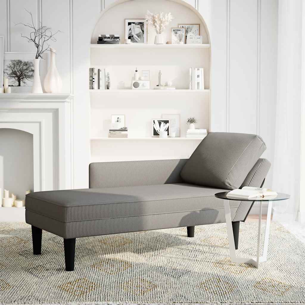 Chaise longue avec coussin gris clair tissu en velours côtelé - XIOS