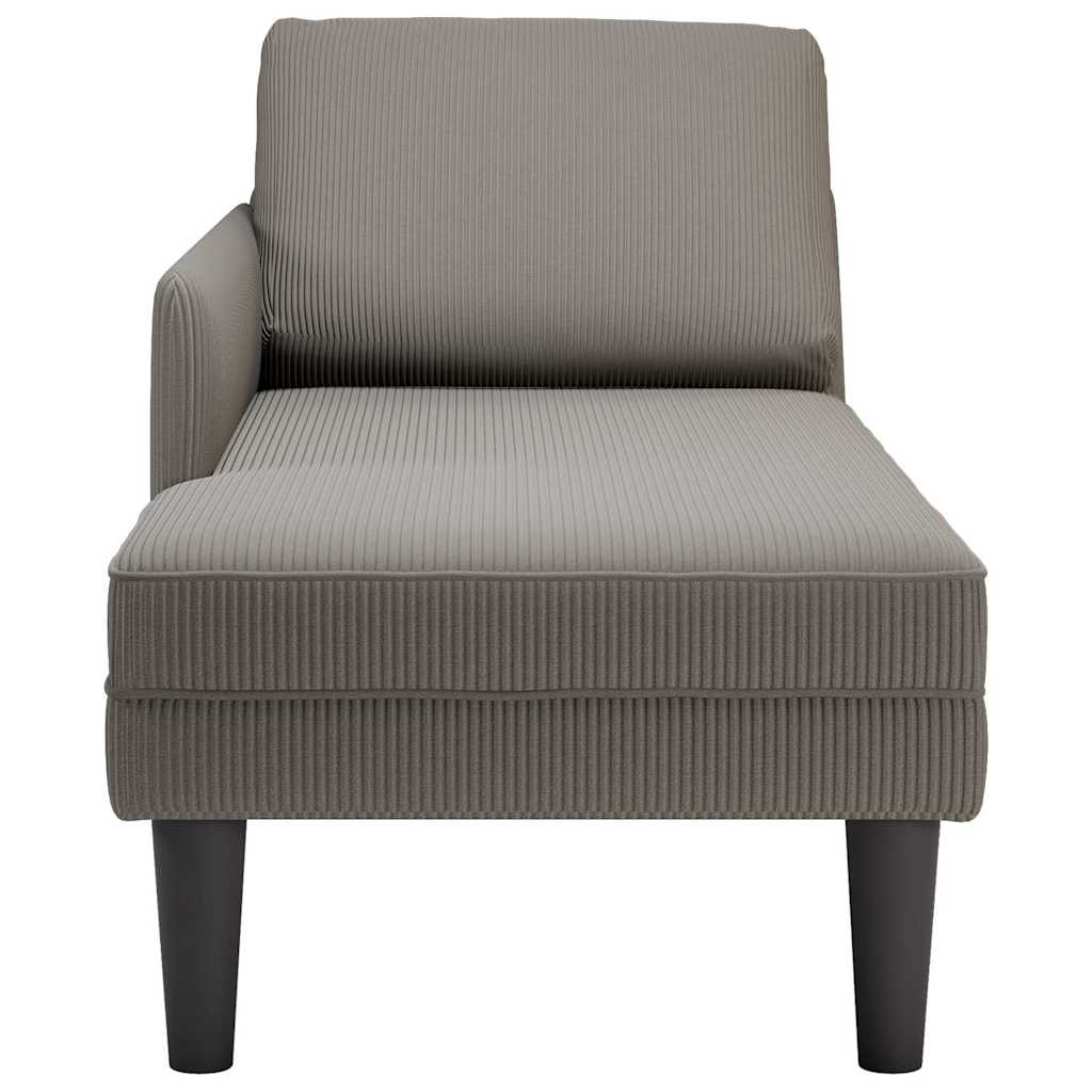 Chaise longue avec coussin gris clair tissu en velours côtelé - XIOS