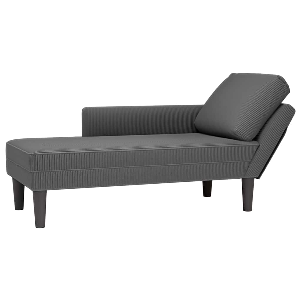 Chaise longue avec coussin gris foncé tissu en velours côtelé - XIOS