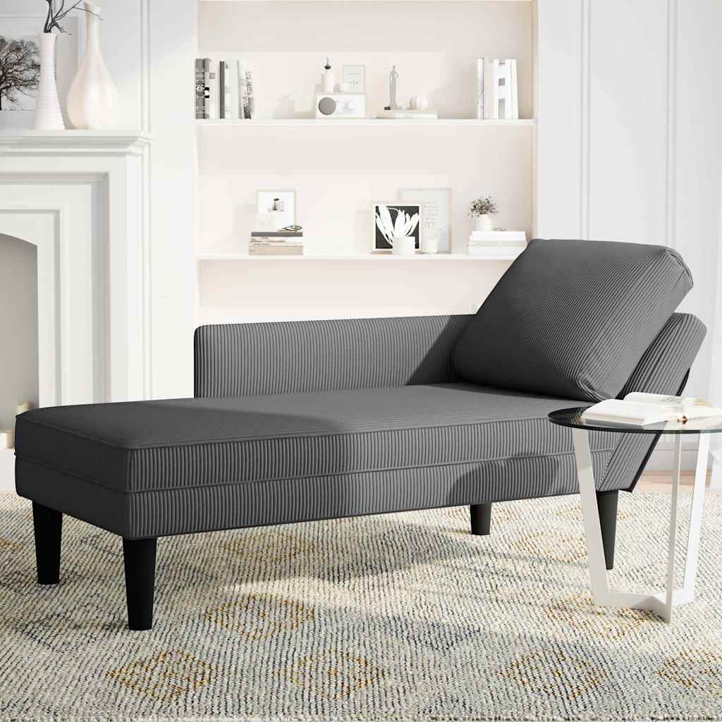 Chaise longue avec coussin gris foncé tissu en velours côtelé - XIOS