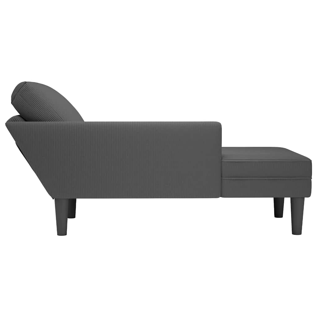 Chaise longue avec coussin gris foncé tissu en velours côtelé - XIOS