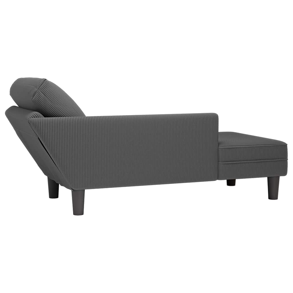 Chaise longue avec coussin gris foncé tissu en velours côtelé - XIOS