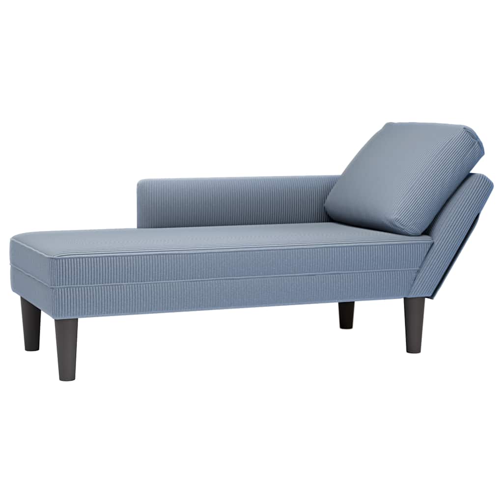 Chaise longue avec coussin bleu tissu en velours côtelé - XIOS
