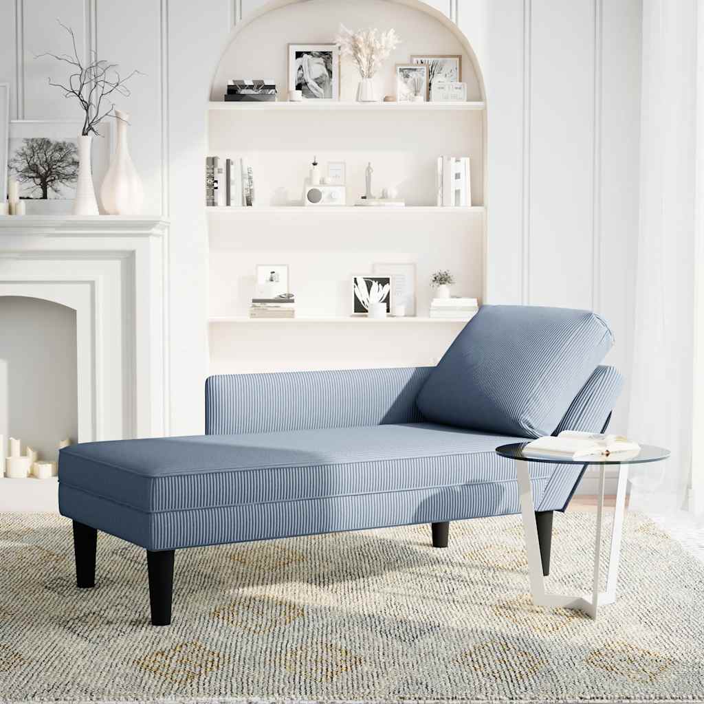 Chaise longue avec coussin bleu tissu en velours côtelé - XIOS