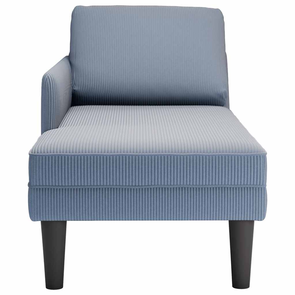 Chaise longue avec coussin bleu tissu en velours côtelé - XIOS