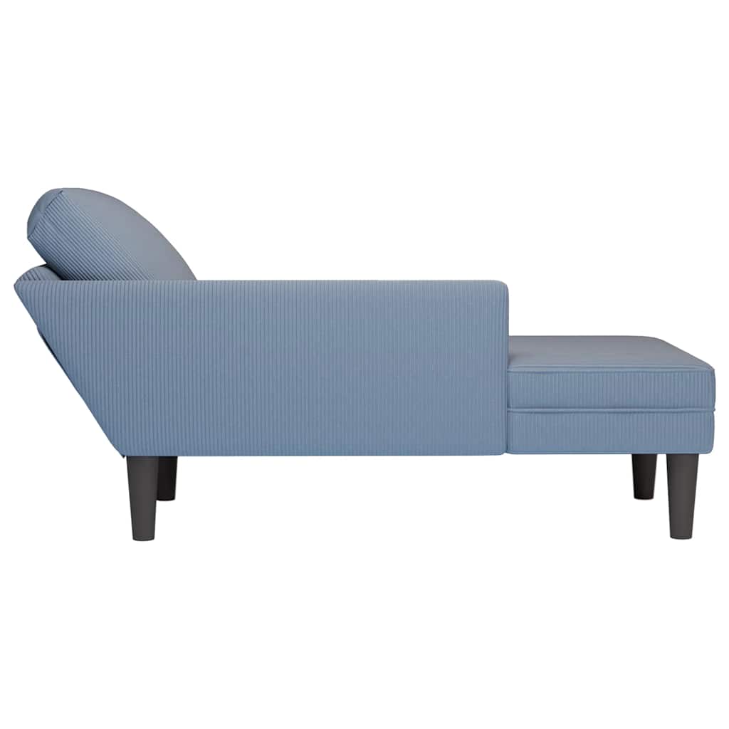 Chaise longue avec coussin bleu tissu en velours côtelé - XIOS
