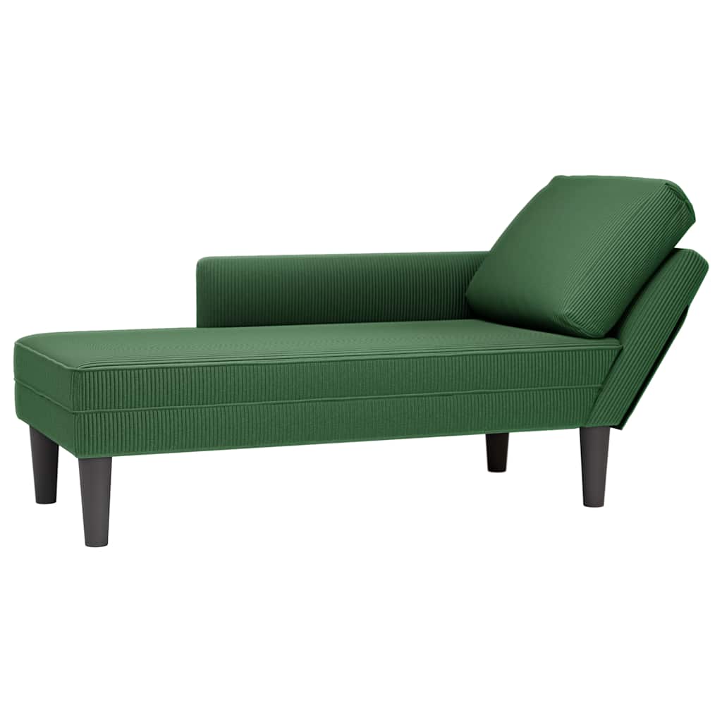Chaise longue avec coussin vert foncé tissu en velours côtelé - XIOS