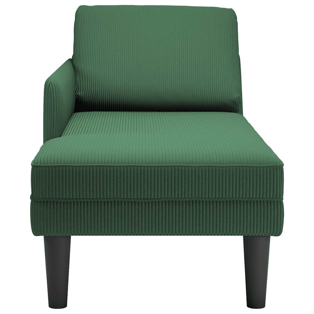 Chaise longue avec coussin vert foncé tissu en velours côtelé - XIOS