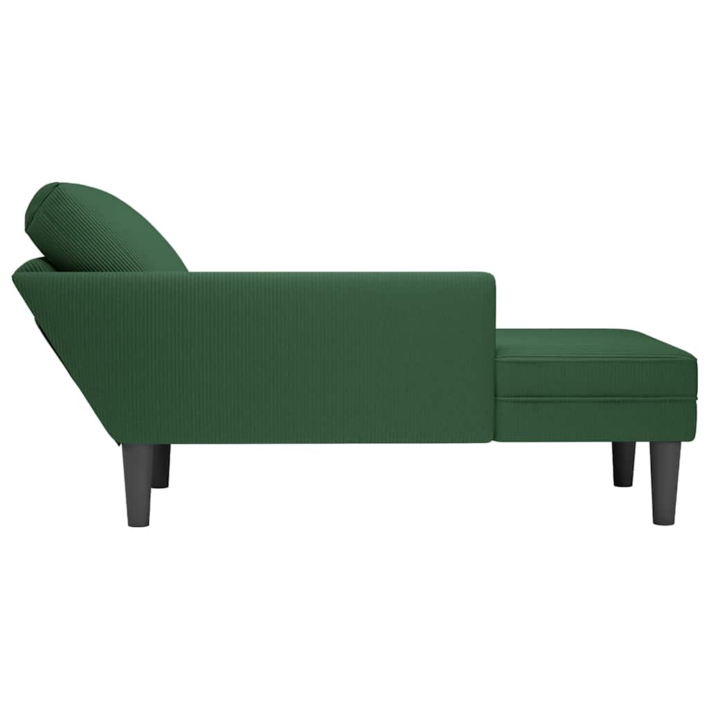 Chaise longue avec coussin vert foncé tissu en velours côtelé - XIOS