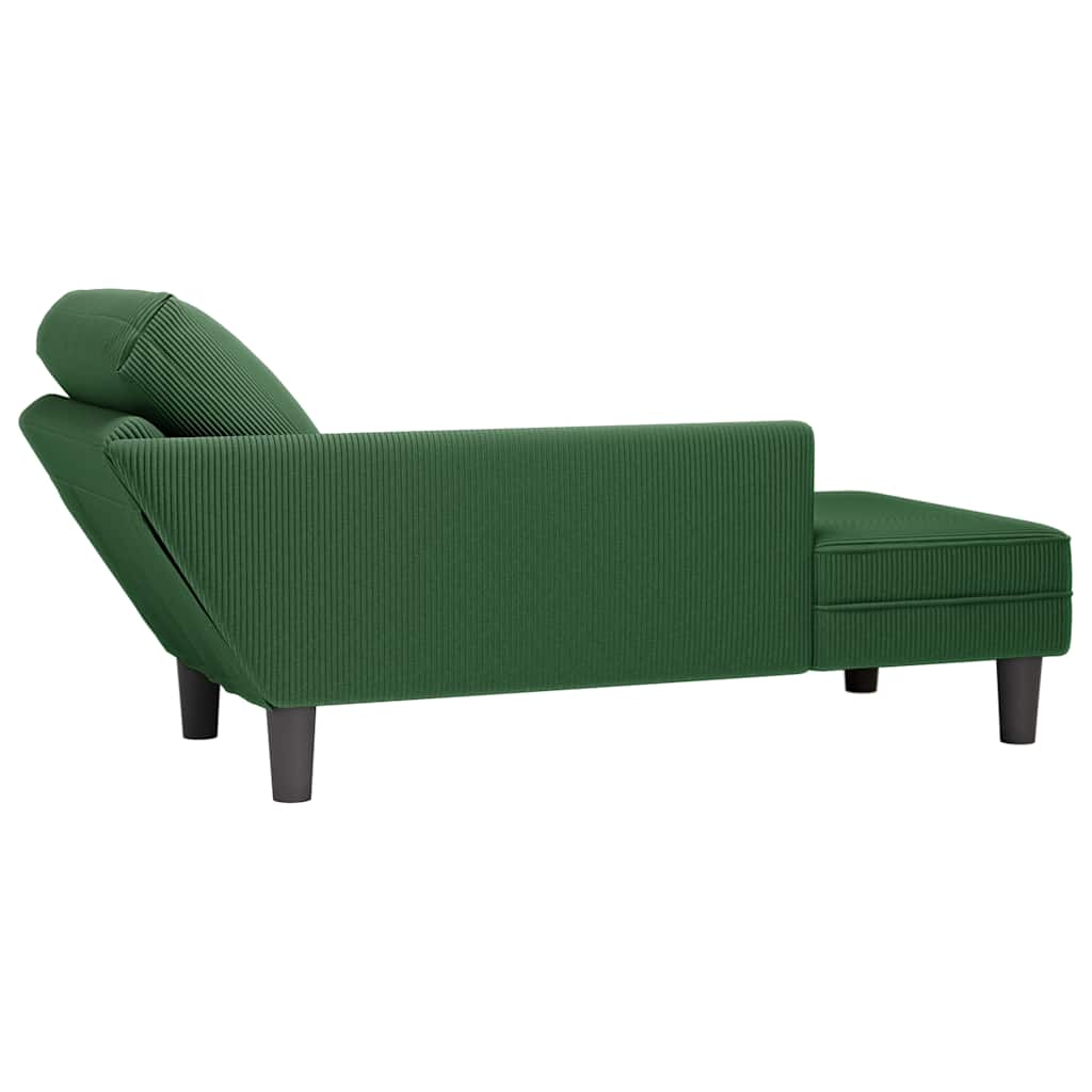 Chaise longue avec coussin vert foncé tissu en velours côtelé - XIOS