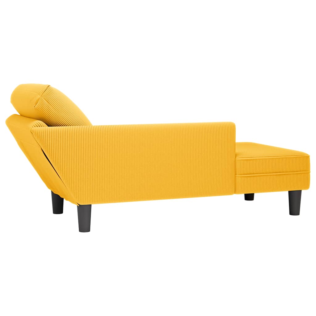 Chaise longue avec coussin jaune clair tissu en velours côtelé - XIOS