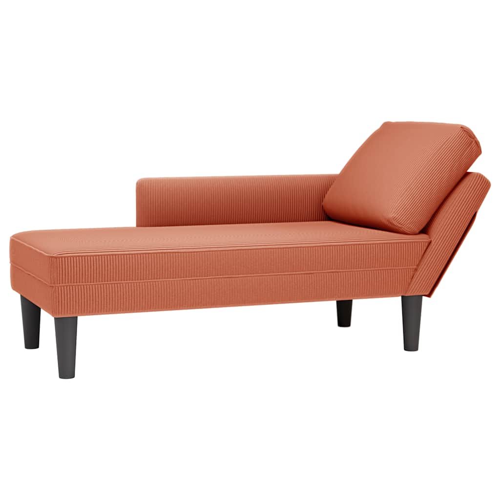 Chaise longue avec coussin rouge orange tissu en velours côtelé - XIOS