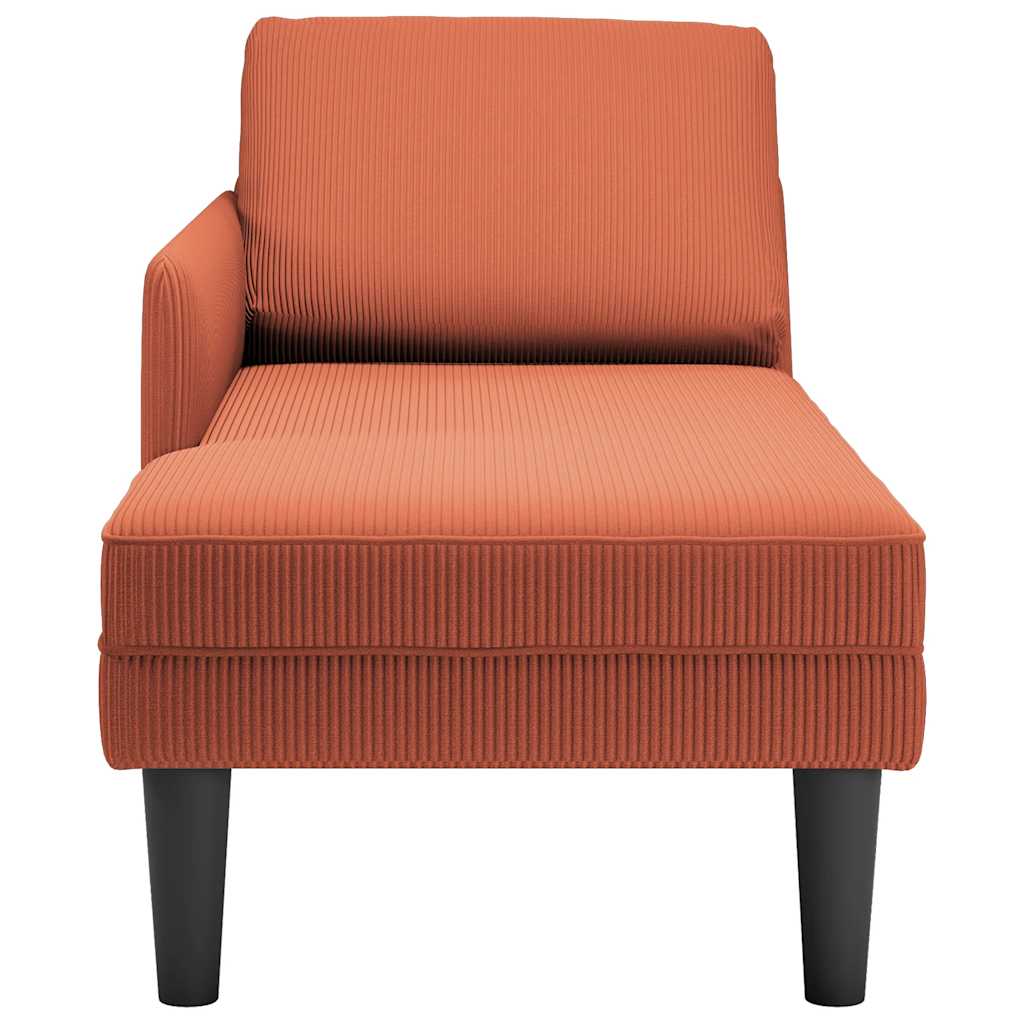 Chaise longue avec coussin rouge orange tissu en velours côtelé - XIOS