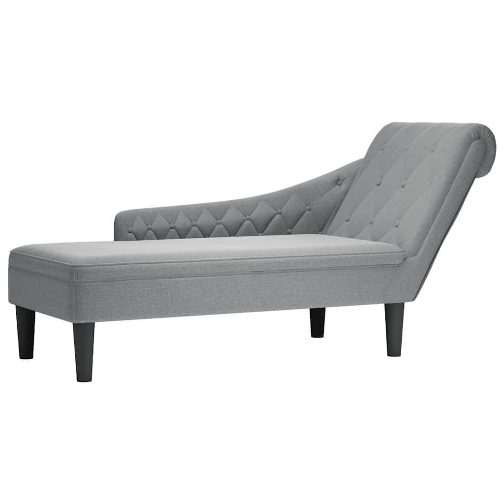 Fauteuil long avec coussin et accoudoir droit gris clair tissu - XIOS